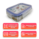 Kit 10 Potes de Vidro 370ml Hermético Marmita Fit com Tampa 4 Travas