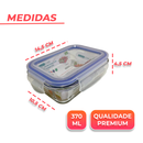 Kit 10 Potes de Vidro 370ml Hermético Marmita Fit com Tampa 4 Travas