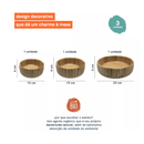 Bowl Canelado de Bambu Oikos - Kit com 3 pçs - Tigela, Saladeira, pote bambu
