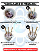 Bambu da Sorte Folha Grande Artificial com Vaso Decorativo e Pedras