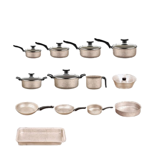 Conjunto de Panelas Antiaderente 13 Peças com Tampa de Vidro