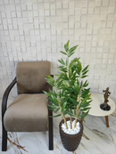 Bambu da Sorte Folha Grande Artificial com Vaso Decorativo e Pedras