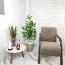 Vaso em Bambu com Planta Artificial Folha Grande