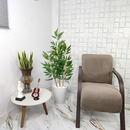 Vaso em Bambu com Planta Artificial Folha Grande