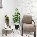 Vaso em Bambu com Planta Artificial Folha Grande