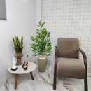 Vaso em Bambu com Planta Artificial Folha Grande