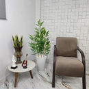 Vaso em Bambu com Planta Artificial Folha Grande