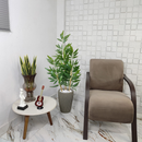 Vaso em Bambu com Planta Artificial Folha Grande