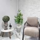 Vaso em Bambu com Planta Artificial Folha Grande