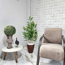 Vaso em Bambu com Planta Artificial Folha Grande