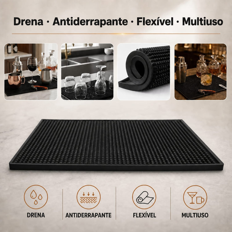 Tapete Escorredor de Louça e Bar Mat em PVC Antiderrapante